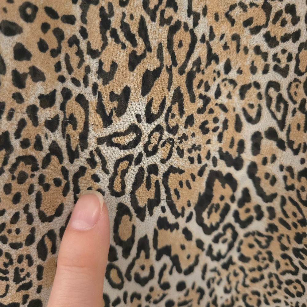 Chico's Button Down Chiffon Tunic Women 3 (XL) Tan Leopard Print Long Sleeve - Picture 6 of 8